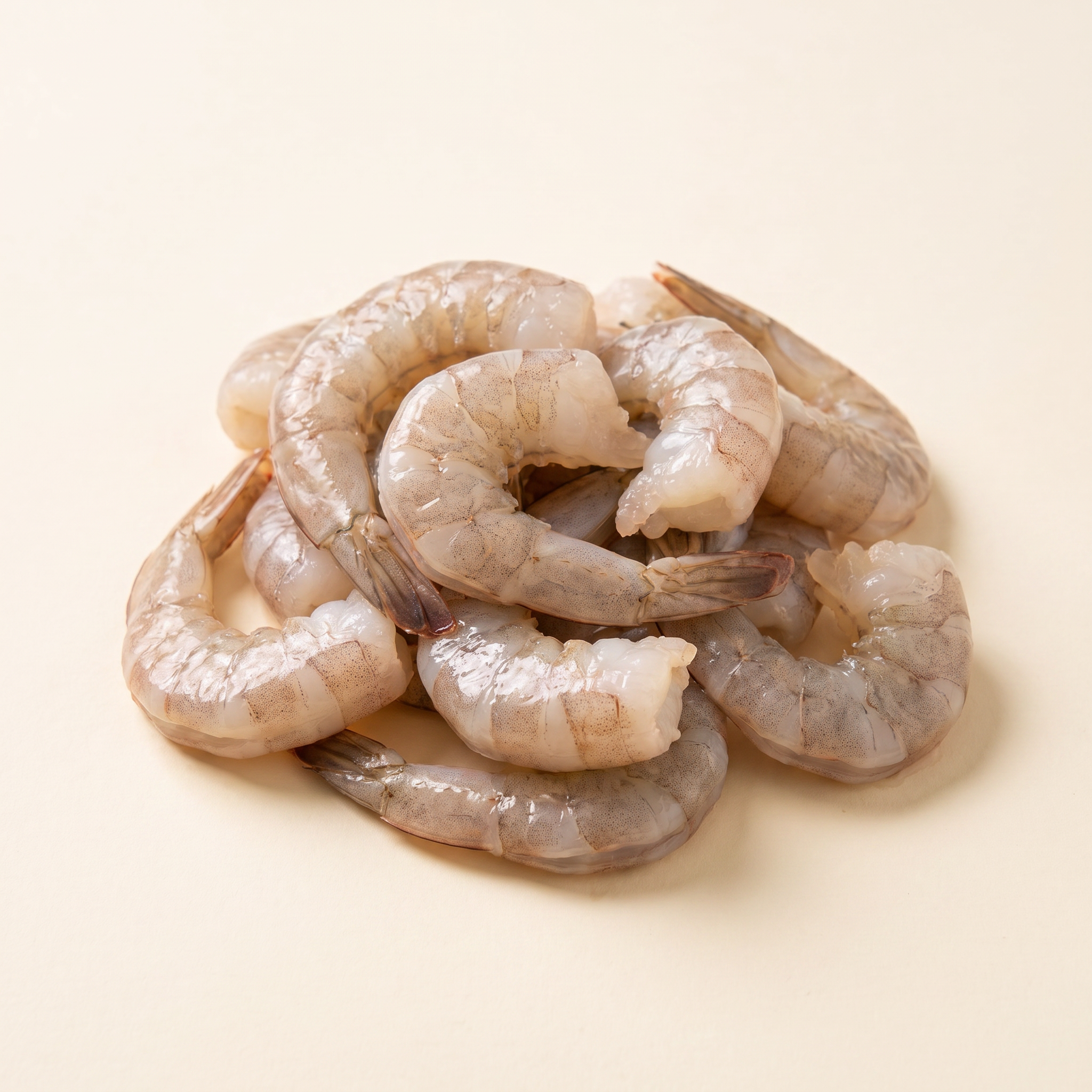 Raw peeled and deveined jumbo shrimp — wild caught