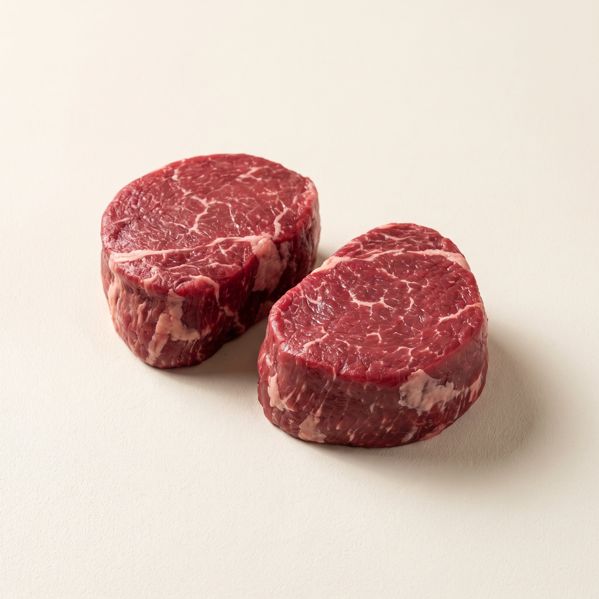 Raw filet mignon medallions — Alberta grass-fed beef