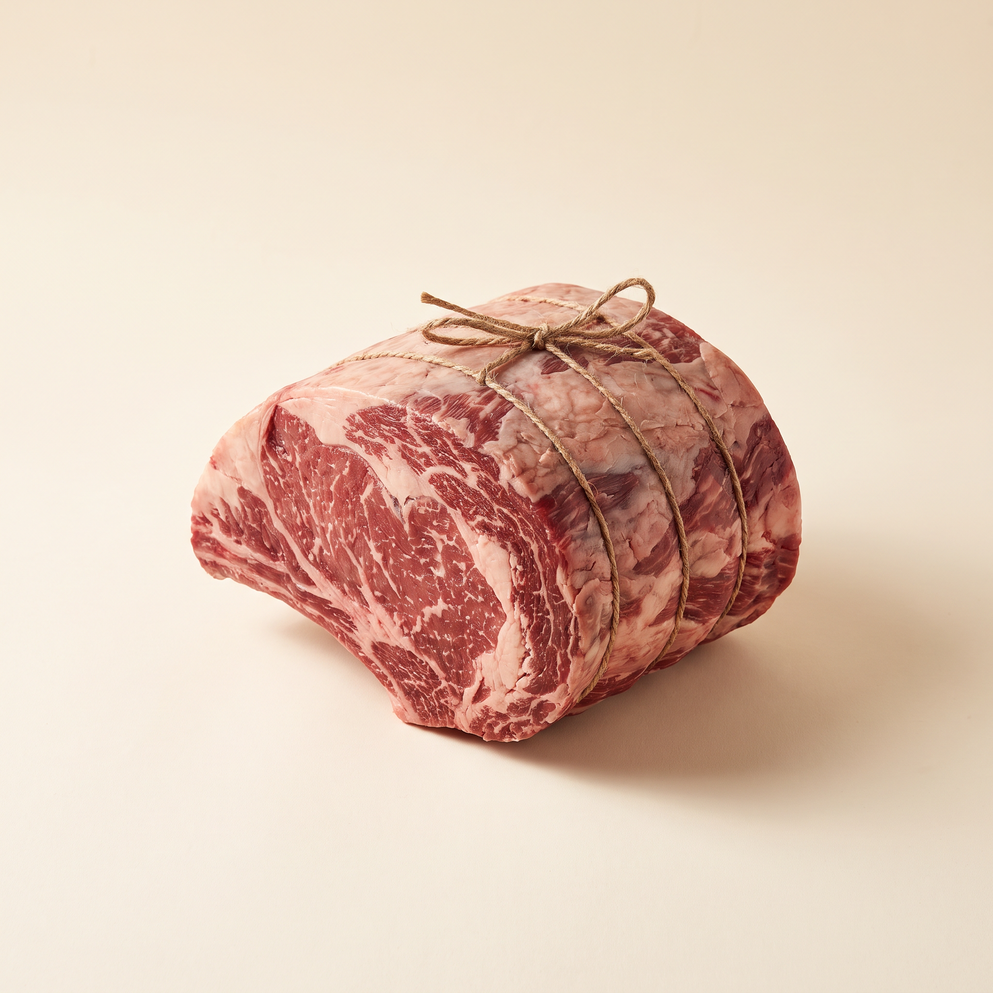 Beef roast tied with butcher twine