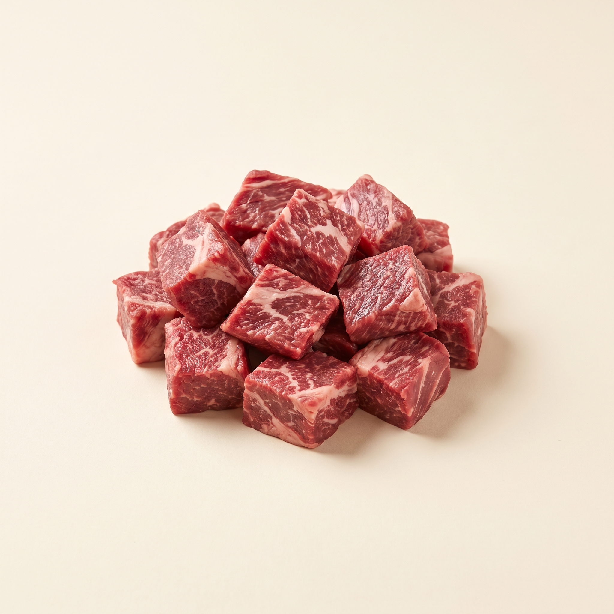 Raw beef stewing cubes