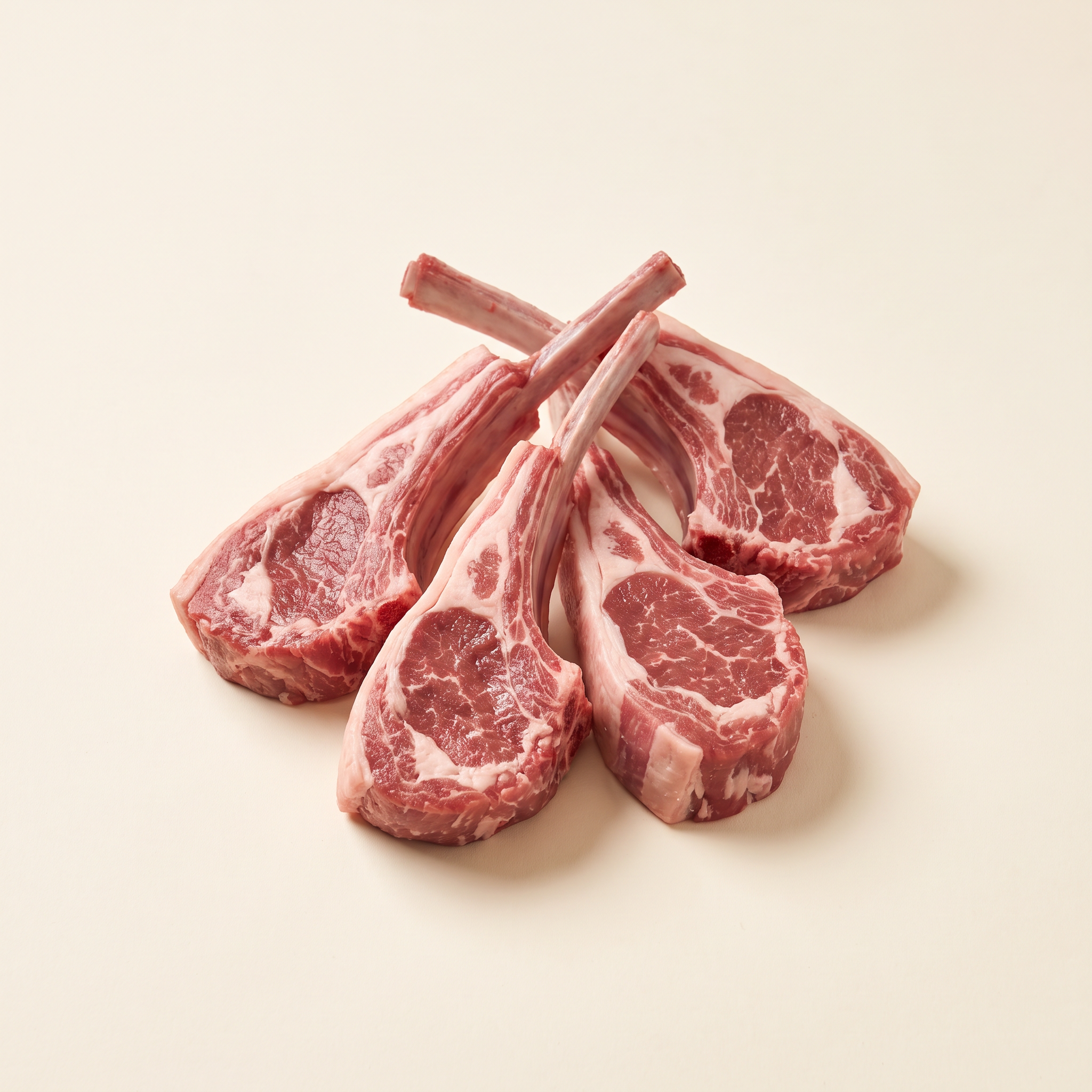 Raw frenched lamb chops