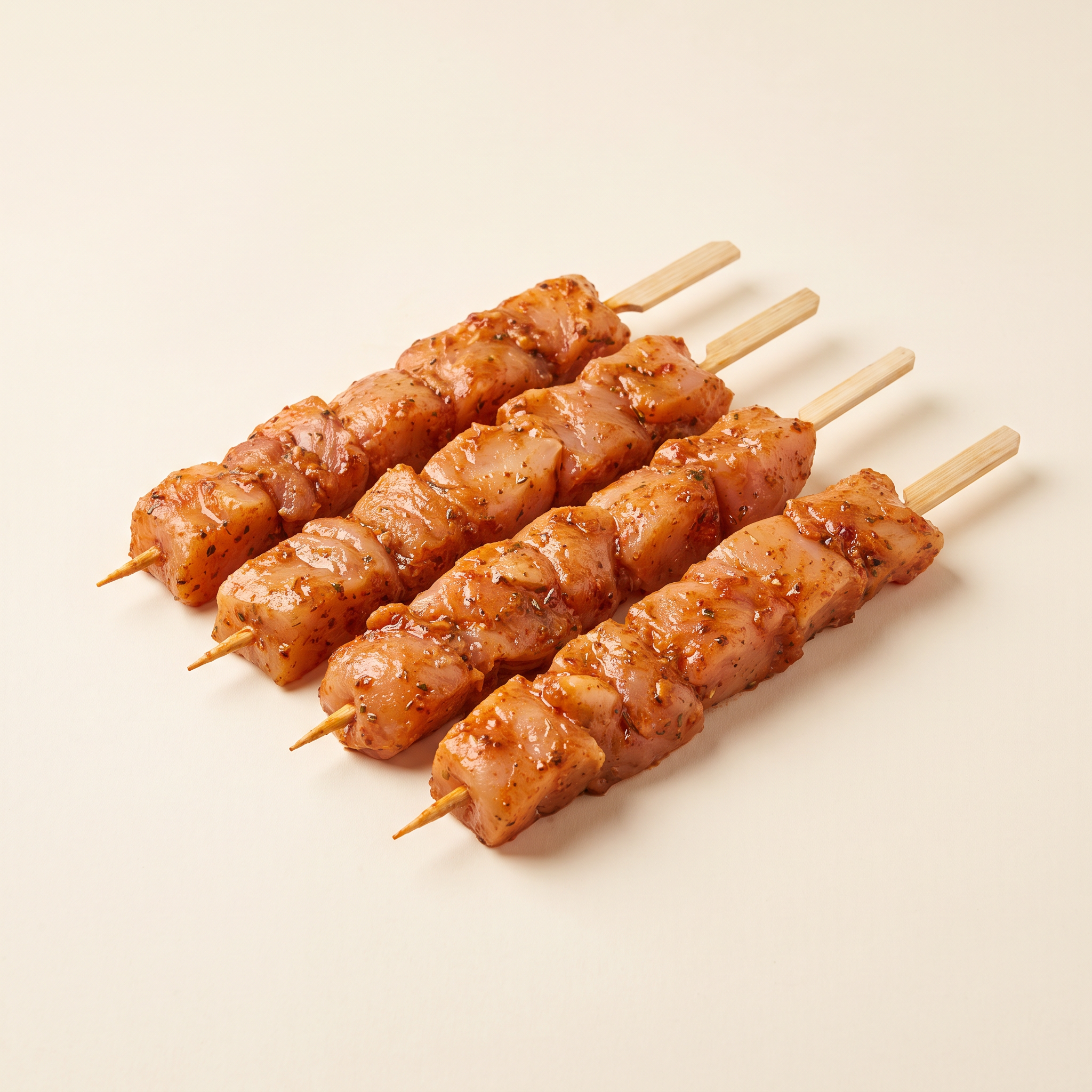 Raw chicken souvlaki skewers