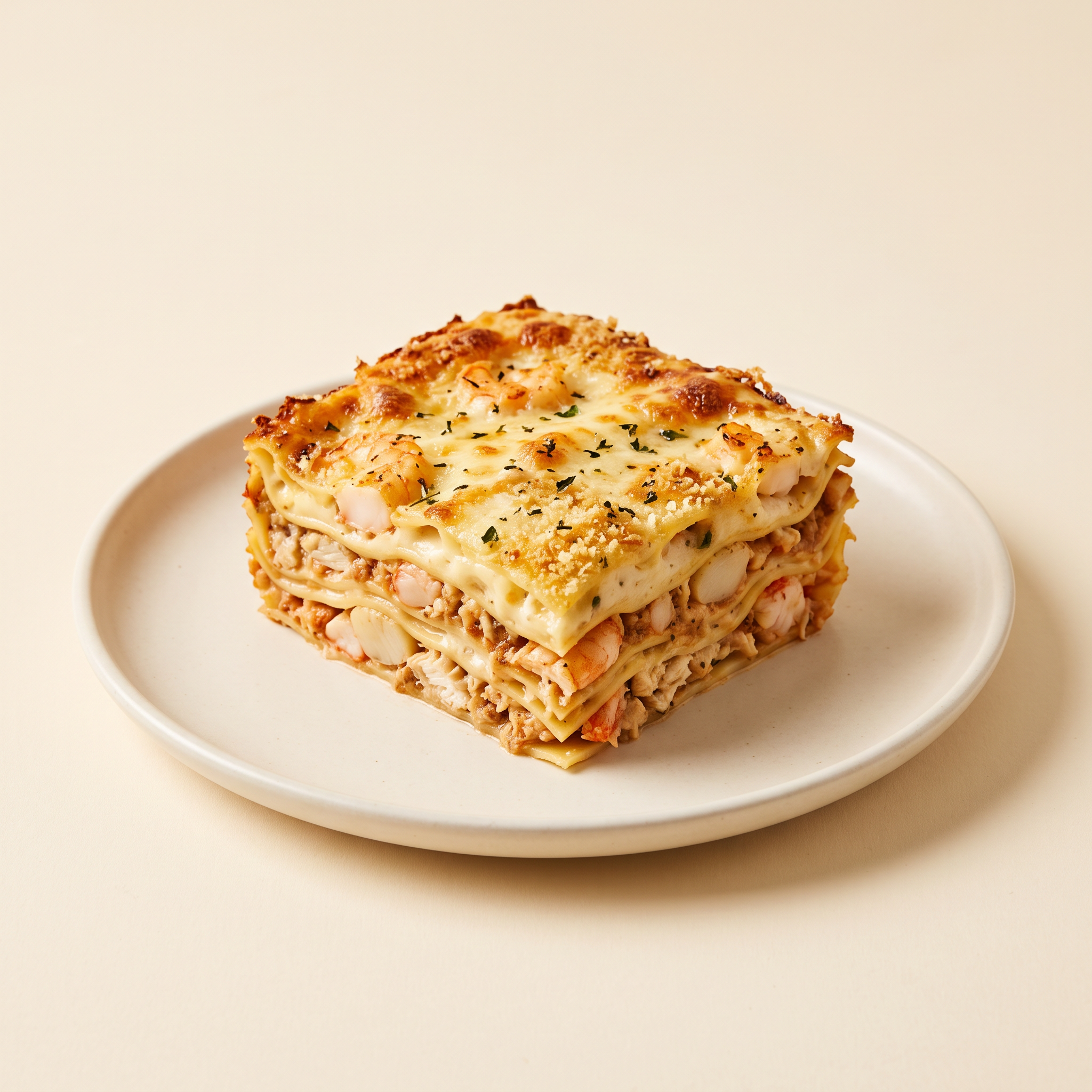 Creamy seafood lasagna