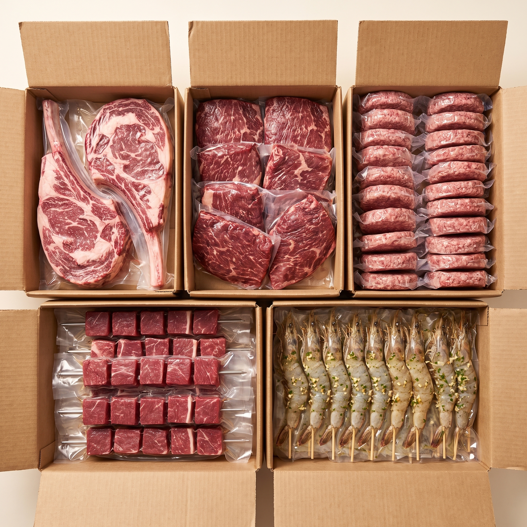 MTL Meats the grill master bundle — full delivery boxes packed with vacuum-sealed portions