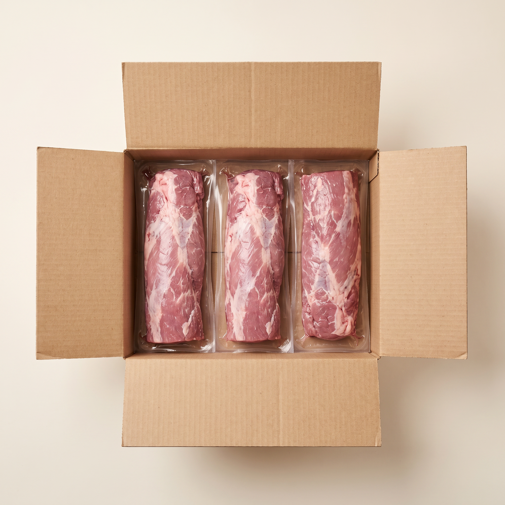 Full box — vacuum-sealed portions of pork tenderloin