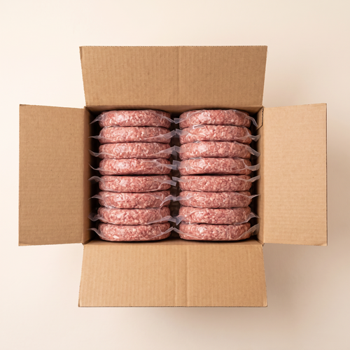 Full box — vacuum-sealed portions of kobe burgers