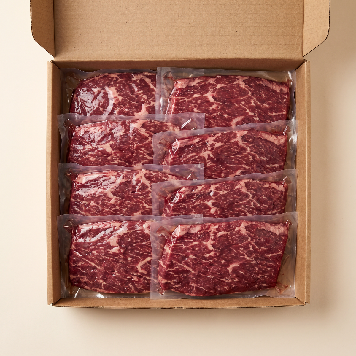 Full box — vacuum-sealed portions of bavette natural