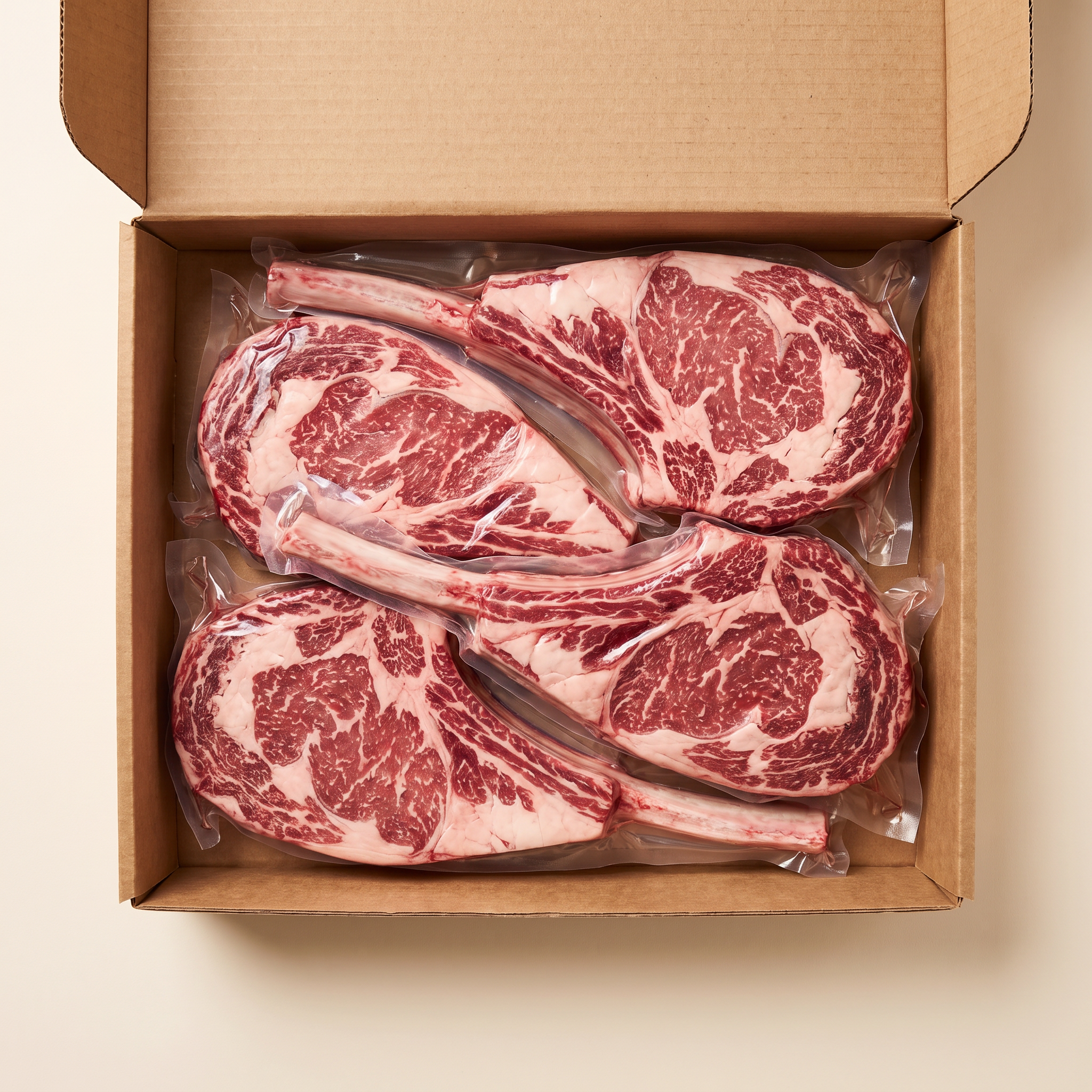 Full box — vacuum-sealed portions of tomahawk