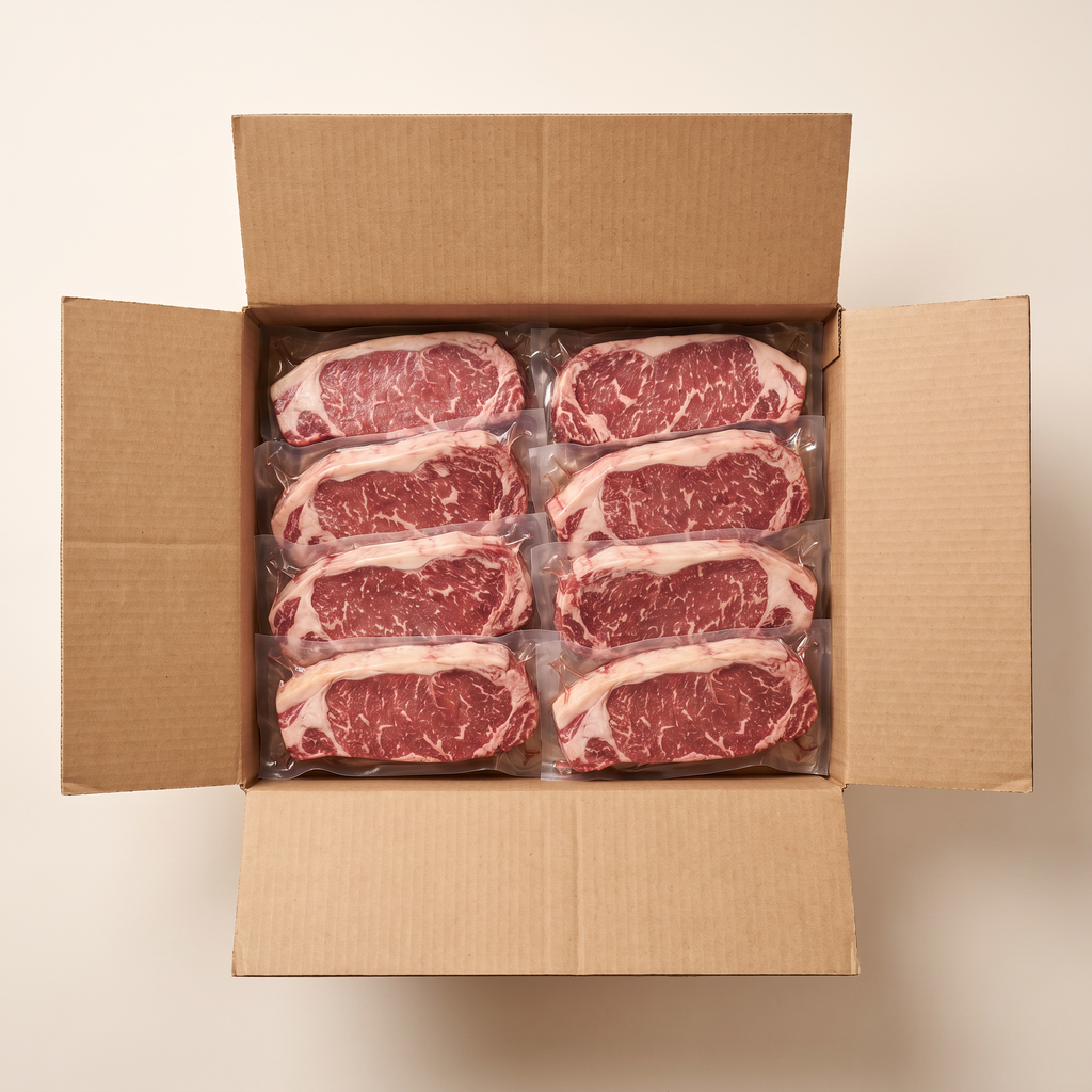 Full box — vacuum-sealed portions of new york 12 oz