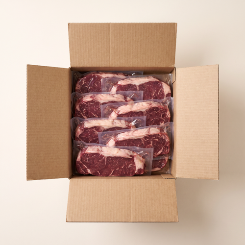 Full box — vacuum-sealed portions of buffalo ny steaks