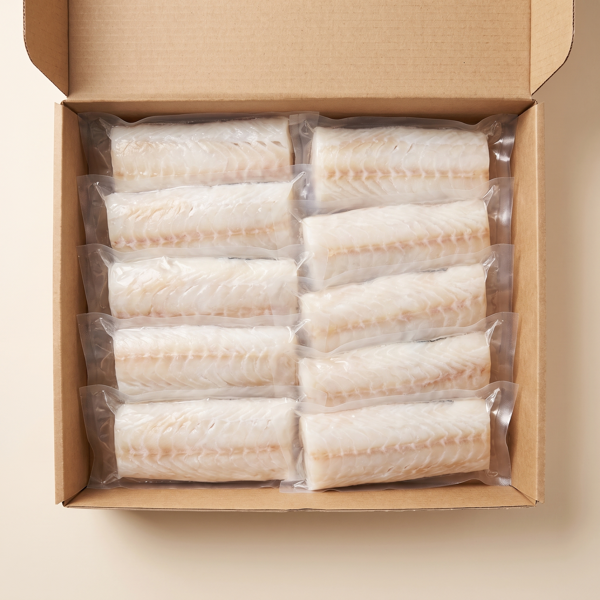 Full box — vacuum-sealed portions of wild cod loins